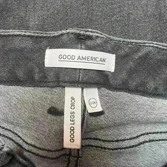 𝅺GOOD American Good Legs Crop Jeans Black083 Size 2/26 - Picture 7 of 8